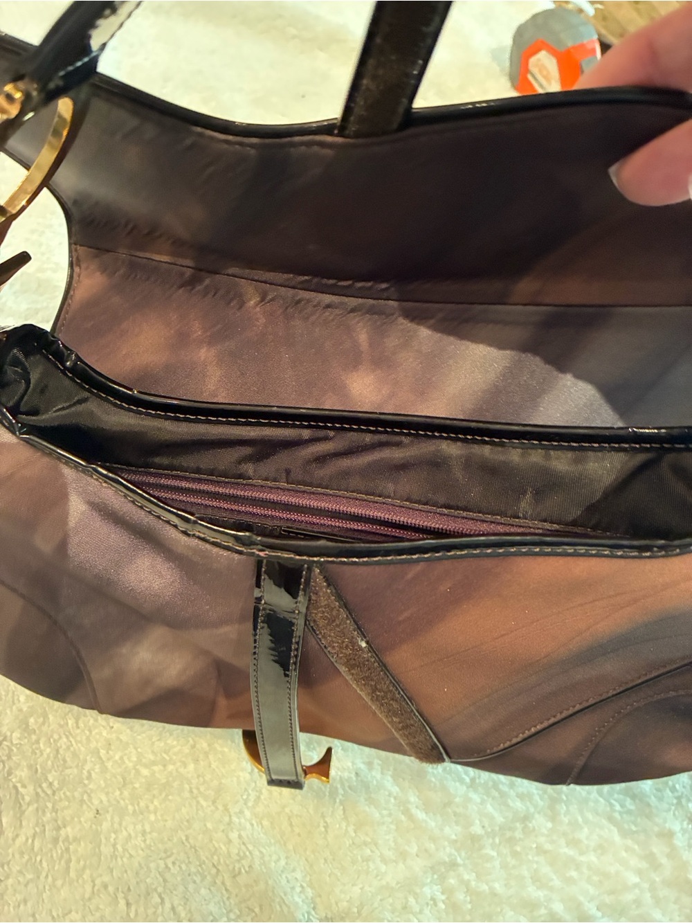 Designer-Inspired Dark Brown Shoulder Bag with Gold Hardware - Picture 4 of 5